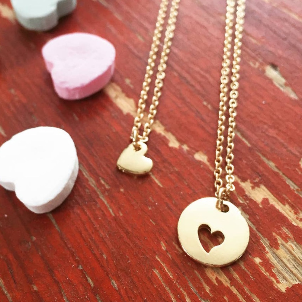 Hearts Necklaces Gold 2 Strands Dainty Chain